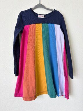 Hanna Andersson Dress Girls US 5 Rainbow Stripe Colorblock Twirly Cotton 110cm